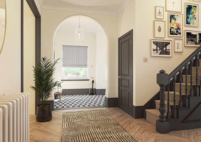Lace Stripes, Jet - Motorised Roman Blind - Image 6